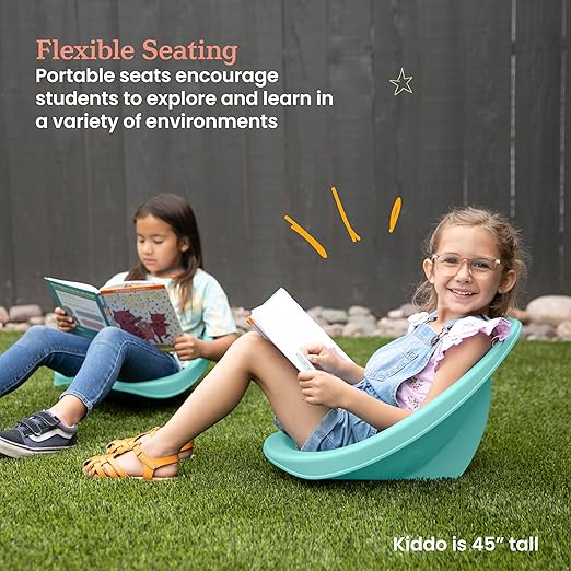 ECR4Kids Leaf Floor Seat, Rocker Chair, Seafoam, 6-Piece