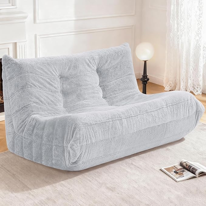 Bean Bag Loveseat Chair Big Sofa Beanbag Chair for Adults Fireside Chair Bean Bag Lounger with Memory Foam Filled for Home,Apartment or Gaming Venue（LGY Plush）