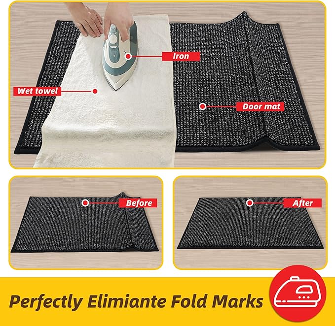JSEI Dirt Trapper Door Mat 24"x60" Non-Slip Washable Entrance Mat, Dog Doormats, Absorbent & Fade-Resistant Floor Mats, Low Profile Welcome Mats for Entryway, Front Door, and Inside Entrance, Black