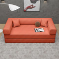 Convertible Couch Sofa Bed Foldable Floor Sleeper | All High-Density 35D Foam | Fold Out Deep Seat Couch | King Size | Compression Sofa Sleeper for Living Room, Bedroom | Corduroy Orange