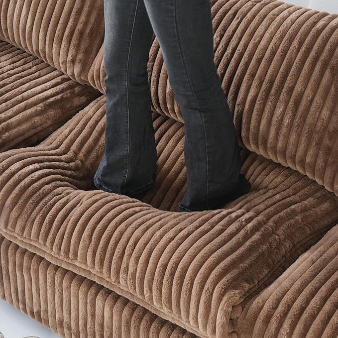 WJShome Cloud Couch Modular Sectional Sofa,157" Oversized U Shaped Couch with Ottoman,6 Seater Convertible Sofa,Comfy Plush Couches for Living Room,Covers Washable&Replaceable (Brown)