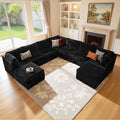 CAODOC Large 9 Seat Modular Sectional Sofa with Ottoman Seat Corduroy Sleeper Sectional Sofa Bed Oversized Convertible Modular Couch for Living Room