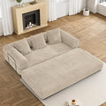 DAMAIFROM Convertible Sleeper Sofa Bed with Cylindrical Pillow, Corduroy Folding Mattress Couch with Fixed-Shape Frame, Modular Floor Sofa Lounge Couch for Living Room Bedroom Lounge, Light Brown