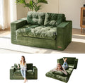 MAXYOYO Convertible Sofa Bed, Pull Out Loveseat Sleeper Sofa, 2 in 1 Folding Couch Bed, Floor Couch with Pillows for Living Room Bedroom Lounge, Dark Green
