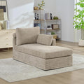 KEIKI 60" Chaise Lounge Chair Indoor, Modern Deep Seat Sofa Bed, Corduroy Couch with Cushions, Single Sleeper Chair for Living Room, Bedroom, Apartments, Taupe (Right Side)