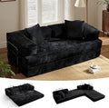 ovios 81" Folding Sofa Bed, Foldable Sleeper Boneless Couch with Pull Out Beds, Modular Convertible Floor Futon Loveseat Lounger for Living Room (Corduroy, Black)