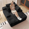 WJShome Oversized Chaise Lounge Chair Indoor, Plush Corduroy Boneless Sofa Bed, Cloud Reading Chair with Throw Pillow for Living Room (Black)
