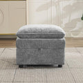 Abbrevi 27" Large Square Ottoman with Storage, Modern Upholstered Footrest with Anti-Slip Legs for Couch Coffee Table Living Room, Bedroom, Entryway, Chenille Light Grey
