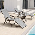 Crestlive Products 2PCS Chaise Lounge Chair Outdoor with 1PC Side Table, Aluminum Folding Patio Recliner Chair, Adjustable 8 Positions Assemble-Free