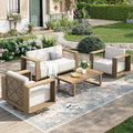 MIXPATIO Outdoor Patio Furniture Set, 5 Piece Outdoor Rattan Wicker Sofa Couch, Conversation Sets with 2 Swivel Sofa, 2 Armchairs and Coffee Table for Deck Backyard Lawn