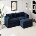 Aoowow Modular Sectional Sofa Modern Convertible Loveseat Couch,77.16 Inch Deep 2-Seater Sofas Comfy Chenille Cloud Sofas and Couches Set with Movable Ottoman for Living Room Apartment（Blue）