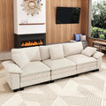 MIXPATIO 123" Cloud Modular Sectional Sofa, 3-Seater w/Deep Seat & Removable Arms, Plush Corduroy for Living Room - Beige