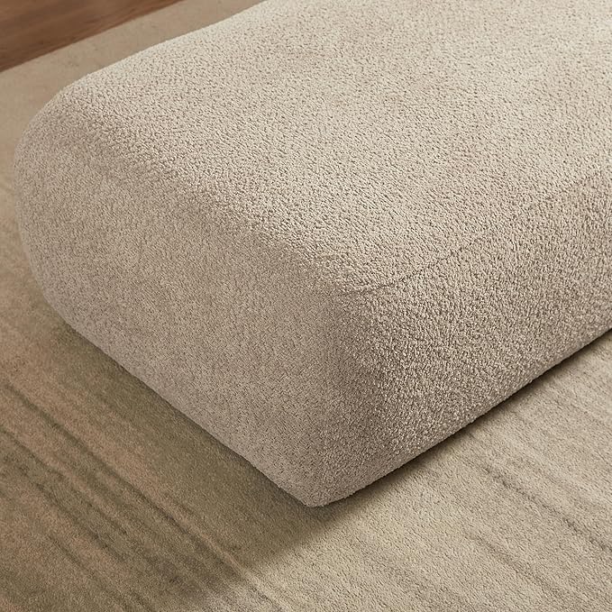 ZEKOKO Boucle Chaise Lounge Chair Indoor Comfy Fluffy Lounge Sofa Upholstered Chaise Lounge Modern Lounge Chair Indoor for Living Room Bedroom Office(Left Hand, Camel)