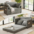 kakuboohi 51" Loveseat Sleeper Sofa Bed, Chenille Convertible Floor Sofa Bed for Small Spaces, Folding Couch Bed with Deep Seat, 2 Pillows & Solid Frame, Pull Out Floor Couch for Living Room, Grey