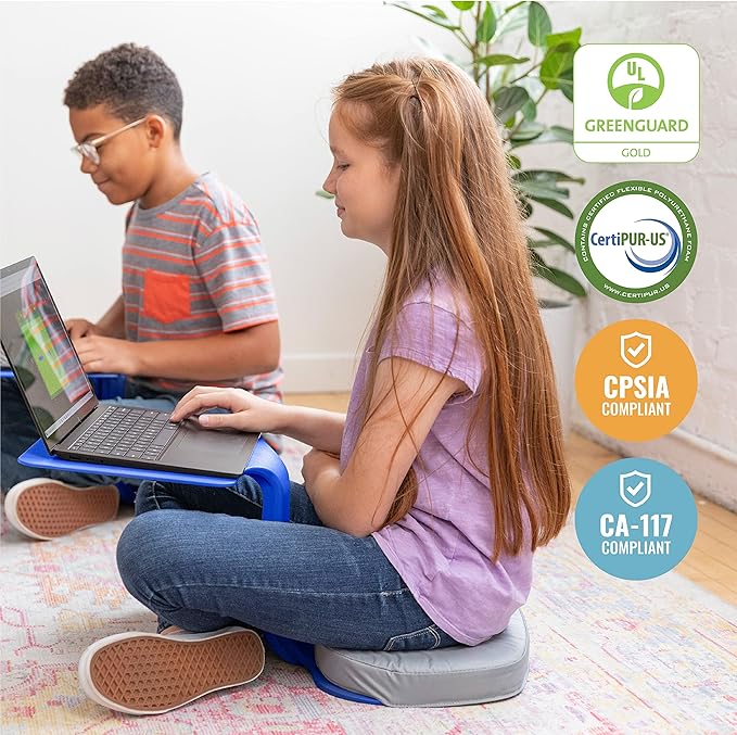 ECR4Kids The Surf Portable Lap Desk with Cushion, Flexible Seating, Blue, 10-Piece