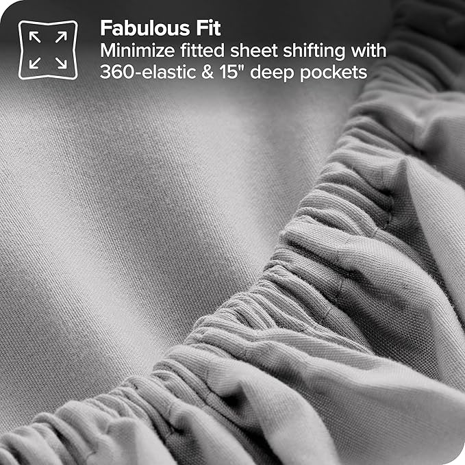 Bare Home Bed-in-A-Bag 7 Piece Comforter & Sheet Set - Full XL - Goose Down Alternative - Ultra-Soft 1800 Premium Bedding Set (Full XL, Grey/Light Grey)
