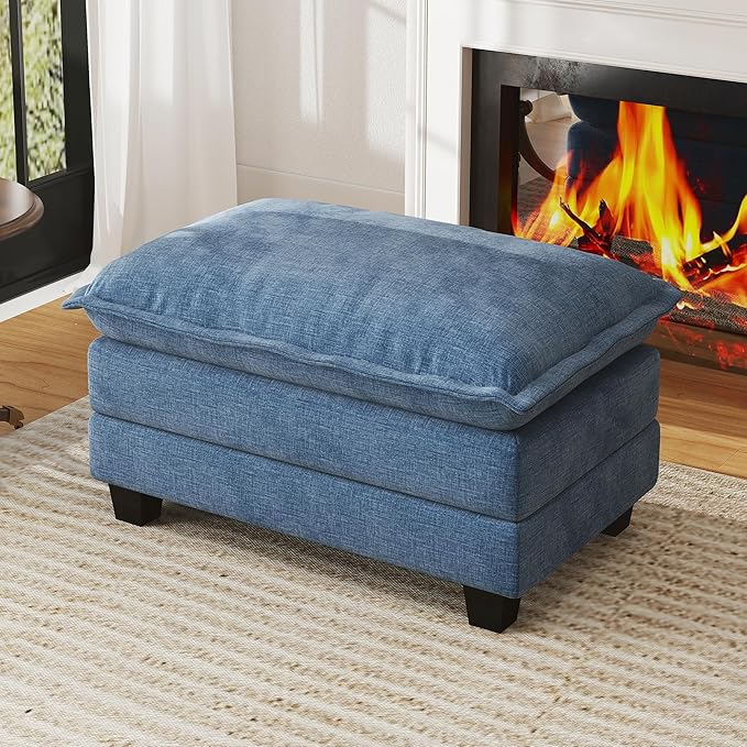 WorthFurni Cloud Couch Ottoman Modular Sectional Sofa, Comfy Deep Seat Cushion for Apartment Living Room Bedroom (Blue)