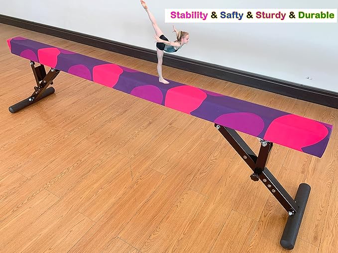 MARFULA Adjustable Balance Beam 8 ft Gymnastic Beam Adjustable Height for Kids and Teenage of All Gymnastic Levels, Gymnastic Training Beam Gymnastic Equipment for Athlete Home and Gym Club Use