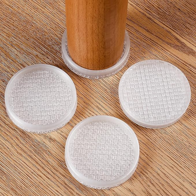 GAGUIUP Clear Non Slip Furniture Pads - 2.5" Anti Slide Caster Cups, 4PCS Round Furniture Coasters for Hardwood floors & Carpet, Wood Floor Protectors for Furniture Leg, Table Chair Couch Bed Stoppers
