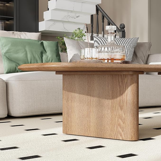 Modern Coffee Table, Small Coffee Tables for Living Room Wood Top Wooden Center Wooden Table Farmhouse Mid-Century Unique Easy Assembly for Living Room & Bedroom,Office, 47.2" W x13.8 H