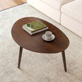 Wayshome Small Oval Coffee Table, 100% Solid Wood Coffee Tables Mid Century Modern Table for Living Room, Side Table End Tables for Home (Walnut Wood Color, 25.59''x17.51''x19.68'')