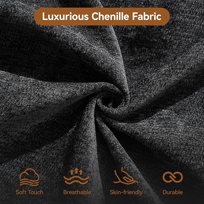 140''Modular Sectional Couches for Living Room, Cloud Boneless Compressed Sectional Sofa, Oversized U Shaped 9 Seater Upholstered Memory Foam Sofa, No Assembly, Chenille Black