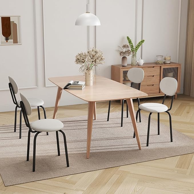 Stackable Dining Chairs Set of 4, Stackable Waiting Room Chairs, Stacking Kitchen Chairs with Upholstered Back and Seat with Dense Foam Cushions, Steel Frame with 400 Lb. Capacity, Beige