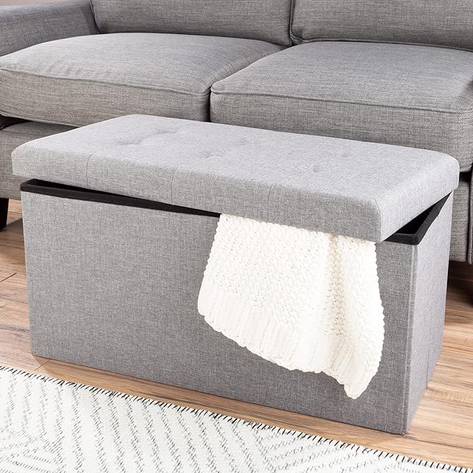 Lavish Home Storage Ottoman ' Folding Foot Rest Toy Chest or Shoe Bench Organizer with Removable Bin