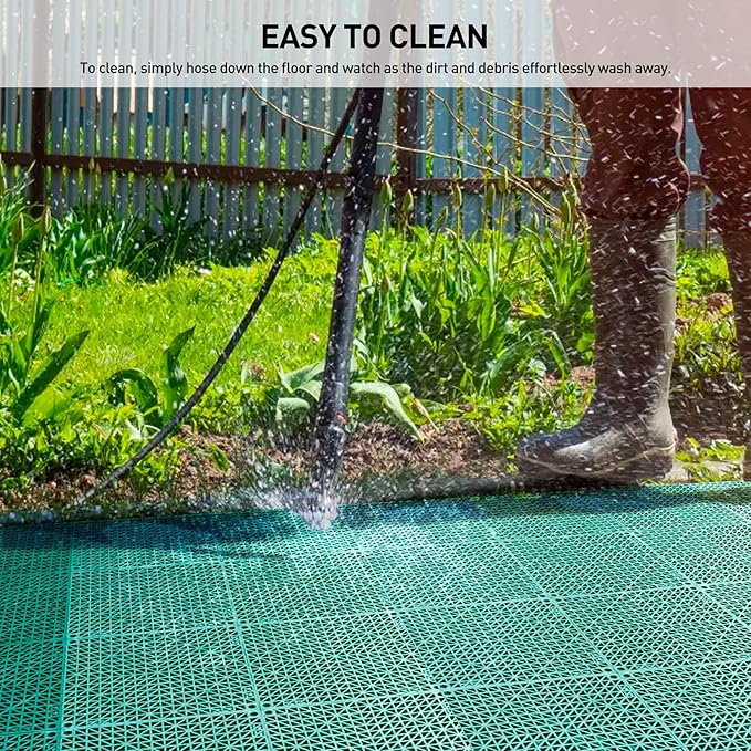 MAXWAVE 18 Pack 12" x 12" Modular Interlocking Floor Mats, Soft PVC Non-Slip Drainage Tiles, Splicing Rubber Cushion Flooring for Deck, Shower, Pool, Basement, Shed, Indoor and Outdoor Use