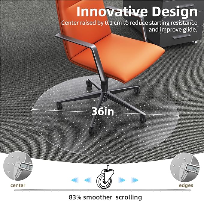 Office Chair Mat for Carpet: 36"x36" Computer Desk Floor Mat - PVC Plastic Rug Carpet Protector Mats for Gaming Chair Under Desk Pad for Rolling Chair