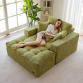 MAXYOYO Oversized Chaise Lounge Sofa, Upholstered Lounge Chair with 3 Pillows, Tufted Boneless Sofa Couch with Ottoman, Deep Seat Sleeper Chair for Living Room, Bedroom, No Assembly, Green