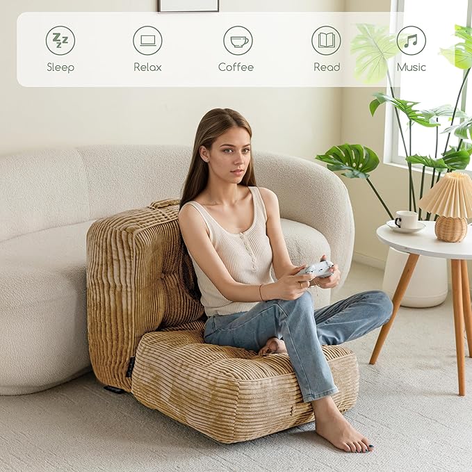 8" Washable Floor Pillow Cushion for Adults, Meditation Cushion Pillow, Large Square Floor Sitting, Removable Tufted Corduroy Cover, for Tatami Living Room or Yoga, 22x22 Inch, Machine Washable