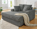 Jocisland 58 Inch Oversized Chaise Lounge, Plush Sofa Bed with Throw Pillows and Armrests, Upholstered Sleeper Chair- Comfy Chair Bed for Living Room, Ash Grey