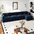Aoowow Modular Sectional Sofa Modern Convertible L Shaped Couch,147.2 Inch Deep 4-Seater Sofas Set Comfy Chenille Cloud Sofas and Couches with Movable Ottoman for Living Room Apartment（Blue）