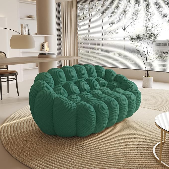 WJShome Bubble Sofa Couch,79.53'' Modern Curved Sofas for Living Room, 2 Seater LoveSofa Lazy Floor Sofa, Large Bean Bag Chair,Deep Seat Floor Sofas Chair Lounge for Office, Apartment,Green