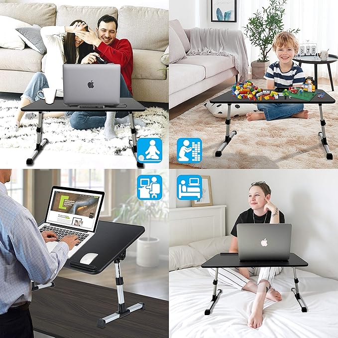 Lap Desk for Laptop, 8AMTECH Ajustable Laptop Table with Cooling Fan Office Desk for Working, Reading, Writing, Drawing and Eating in Bed Sofa Floor Couch