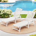 LUE BONA Outdoor Chaise Lounge Chairs Set of 2, HDPS Chaise Lounger, 5 Positions Adjustable Lounge Chairs, Pool Lounge Chair with Wheels for Poolside, 3 Year Warranty, White