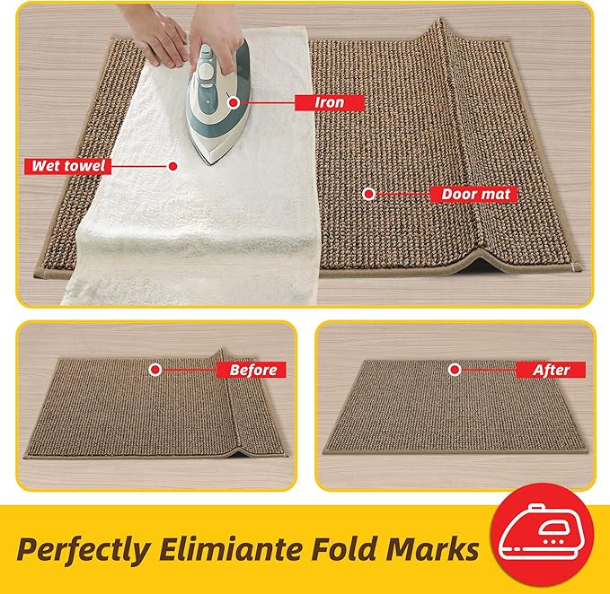 JSEI Dirt Trapper Door Mat 20"x32" Non-Slip Washable Entrance Mat, Dog Doormats, Absorbent & Fade-Resistant Floor Mats, Low Profile Welcome Mats for Entryway, Front Door, and Inside Entrance, Taupe
