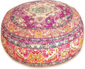 Mandala Life ART Boho Floor Cushion Cover Purple Round Purple Pillow Case Moroccan Décorative Pouf Perfect for Living Room, Bedroom, Nursary or Children Room Pouf BeanBag Stool Cotton 24x8 Unstuffed