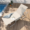 PHI VILLA 78" Oversized Outdoor Chaise Lounge Chair, 27" Extra Wide Foldable, 5-Position Adjustable, UV50+ Textilene Mesh, Rust-Proof Aluminum Frame, Khaki Beige