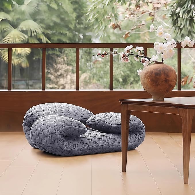 Meditation Cushion & Mat Set, Zafu Floor Pillow, Ergonomic Meditation Pillow Seat & Yoga Bolster Knee Pad, Meditation Accessories Gifts, Zabuton Prayer Pad