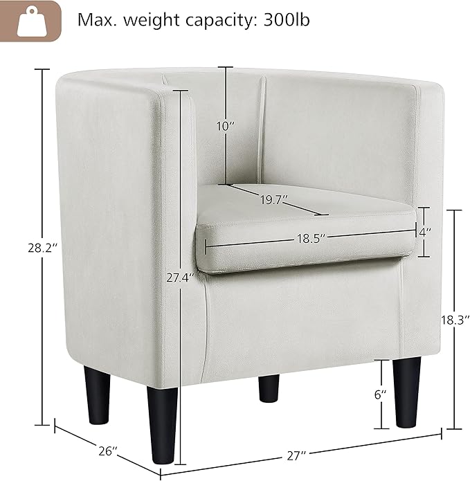 Yaheetech Velvet Accent Chair, Modern and Comfortable Armchairs, Upholstered Barrel Sofa Chair for Living Room Bedroom Waiting Room, Beige, 2pcs