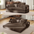 ZQRhome 2026 Upgrade Convertible Sofa Bed, 79 Inch Boneless Couch with Fixed-Shape Frame, Corduroy Fabric with High Backrest, Floor Sofa Modular Futon Couch for Living Room Bedroom Lounge (Brown)