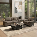 HERA'S HOUSE 2 Pieces Modular Sectional Sofa Sets, Oversized Couch Set with Loveseat and Armchair, Comfy Cloud Couches with Throw Pillows, 3-Seater Deep Seat Sofa for Living Room, Chenille Ash