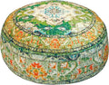 Indian Yoga Décor Pouf Cover Green Round Green Floor Pillow Case Room Décor Moroccan Décorative Cushion Perfect for Living Room, Bedroom, Nursary or Children Room Cotton 24x8 Unstuffed
