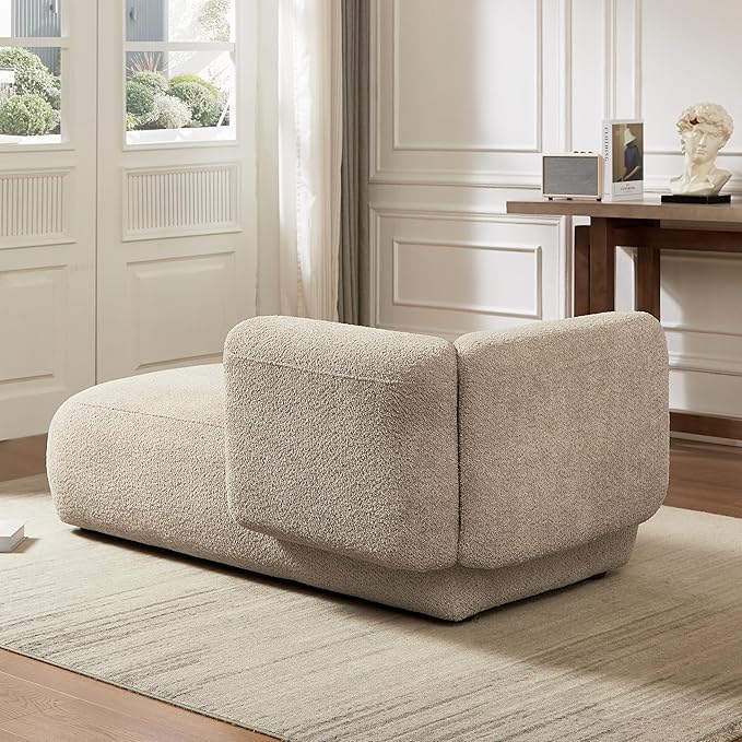 ZEKOKO Boucle Chaise Lounge Chair Indoor Comfy Fluffy Lounge Sofa Upholstered Chaise Lounge Modern Lounge Chair Indoor for Living Room Bedroom Office(Right Hand, Camel)