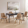 Art Leon Swivel Dining Chairs - Mid Century Modern Kitchen Dining Room Chairs, Upholstered Faux Leather Armless Side Chairs with Wood Legs, Set of 4, Brown