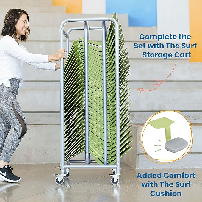 ECR4Kids The Surf Portable Lap Desk, Flexible Seating, Grassy Green, 10-Pack