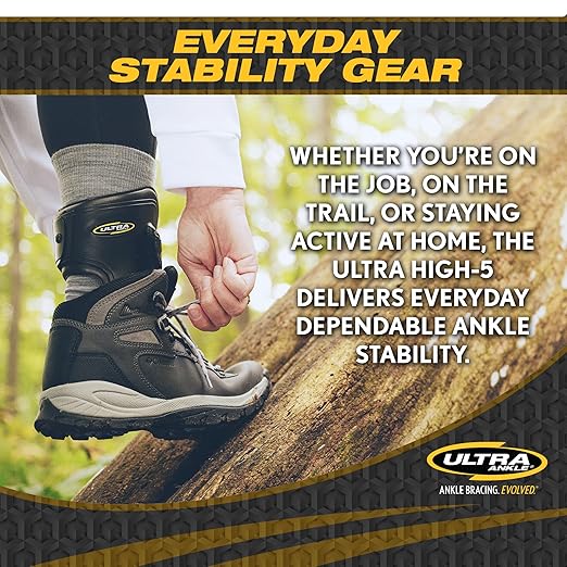 Ultra High-5 Ankle Support Brace – Everyday Stability Gear for Chronic Ankle Instability – Rigid Bilateral Shell, Boot-Ready Fit for Workers, Hikers, & Comfortable Support for Active Aging Adults - Small