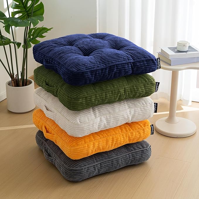 HIGOGOGO Washable Floor Pillow Cushion for Adults, Meditation Cushion Pillow, Large Square Floor Sitting, Removable Tufted Corduroy Cover, for Tatami Living Room or Yoga, 22x22 Inch, Machine Washable